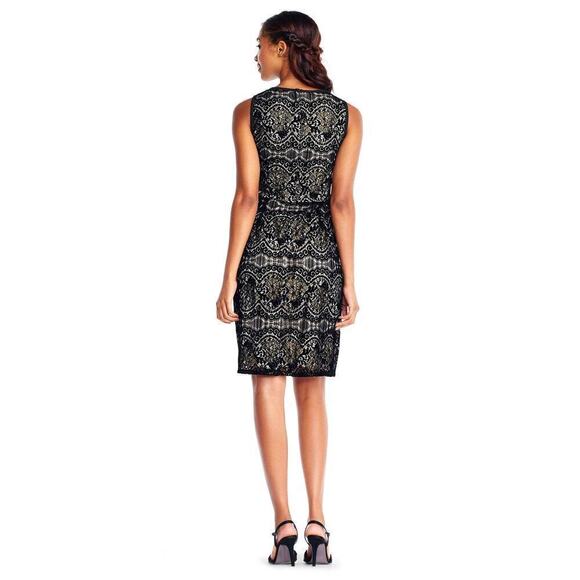 Adrianna Papell - AP1D101560 Sleeveless Velvet Lace Sheath Dress Size 4 NWT - Picture 3 of 12